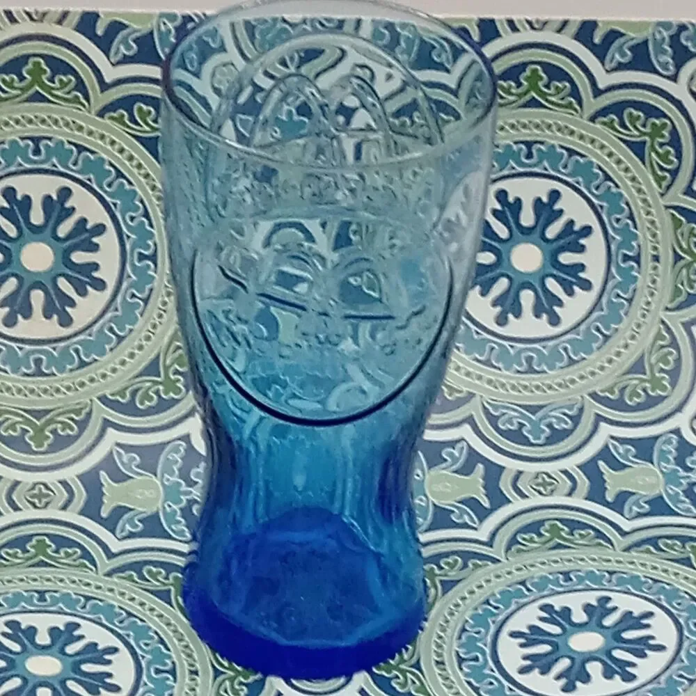 McDonald 16oz Retro 1961 Blue Glass Collector Drinking Glass Commemorative